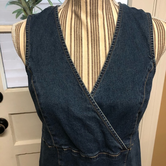 Take Nine denim crossover bodice maternity dress - Picture 2 of 5